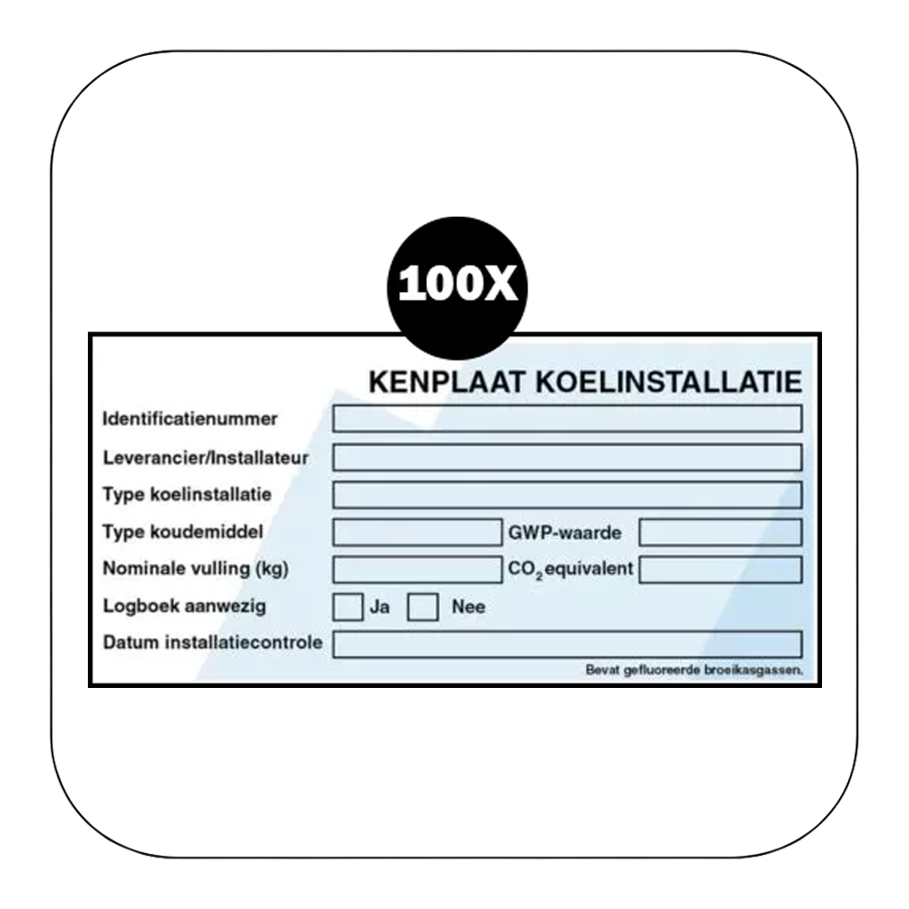 Kenplaat koelinstallatie stickers 100 stuks