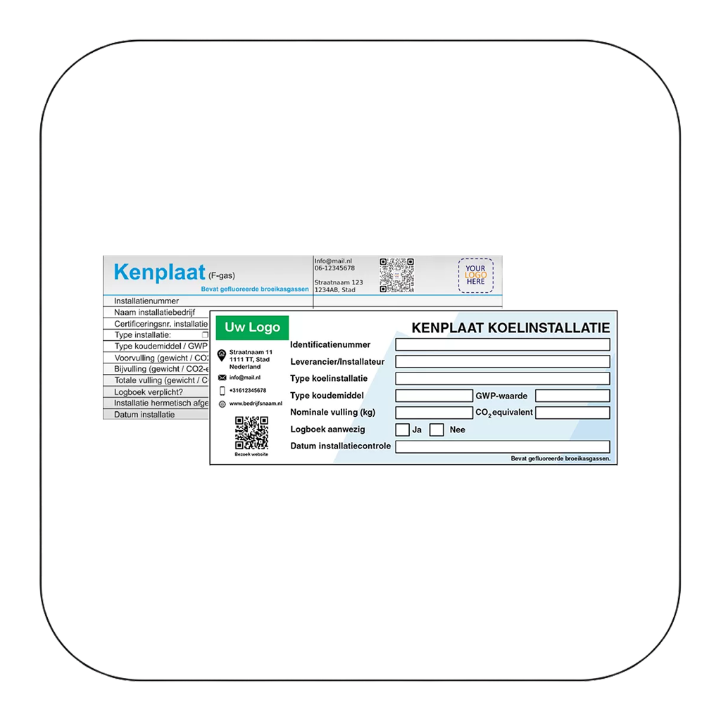 Kenplaat koelinstallatie stickers (Offerteaanvraag)