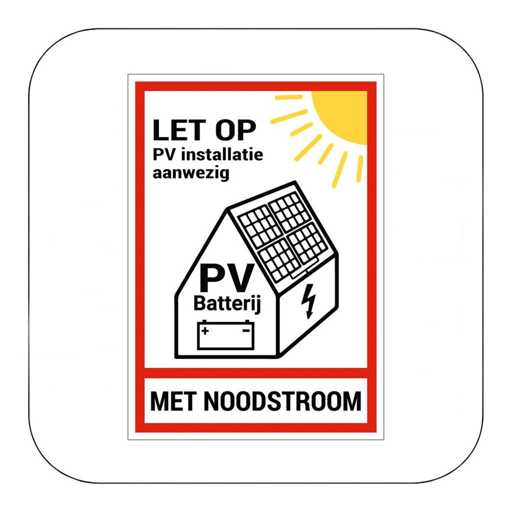 PV-installatie sticker NEN1010 (vanaf 10 stuks) - Afbeelding 2